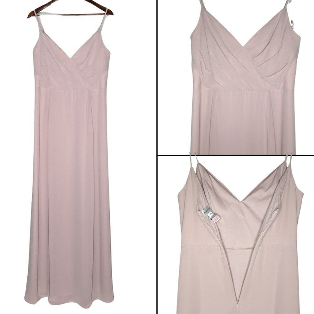 Bill Levkoff Bridesmaid Dress Blush Strappy Spaghetti Strap Pink Rose Gown 1X